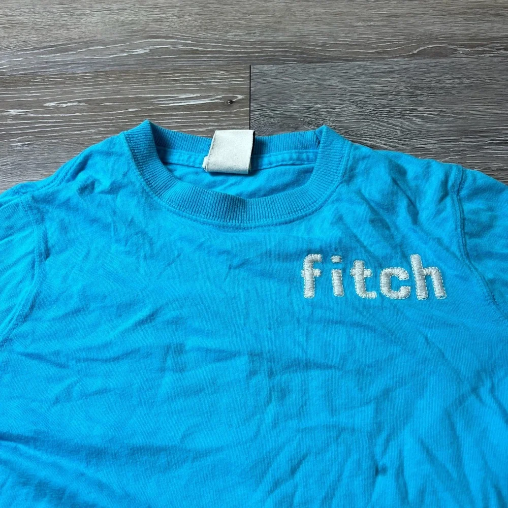 Abercrombie Kids Muscle Tee Boys Large Blue Long Sleeve Embroidered Fitch Shirt